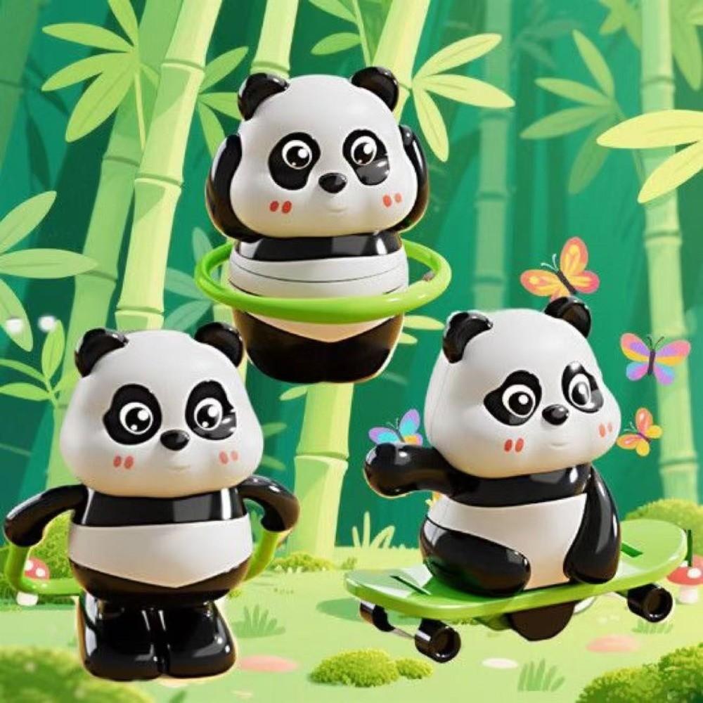 Plastic Funny Panda Toy Skateboarding Action Sports Panda Ornament Novelty Mechanical Toy Children