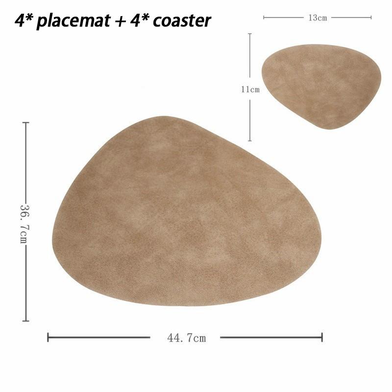 Double-Sided Leather Placemat Teacup Coasters Waterproof And Oil-Proof Table Mats Western Restaurant Heat-Insulating Mats