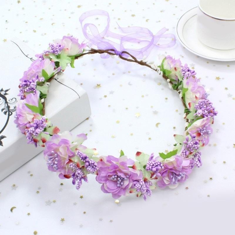 Flower Wreath Headbands Flower Crown Bride Hairband Fashionable Hair Accessories for Holiday Festivals and Parties