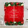 Weihnachts-Schneeflocken-Vorhänge Roter Text HD Digitaldruck Schlafzimmer Arbeitszimmer Wohnzimmer Fensterdekoration Vorhang-Set aus 2 Stück Hergestellt aus Polyester mit Stangentasche Waschbar