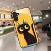 Süße schwarze Katze gehärtetes Glas Handyhülle geeignet für Samsung Galaxy S26 S25 S24 S22 S21 S20 FE/Ultra/Plus stoßfeste Rückabdeckung