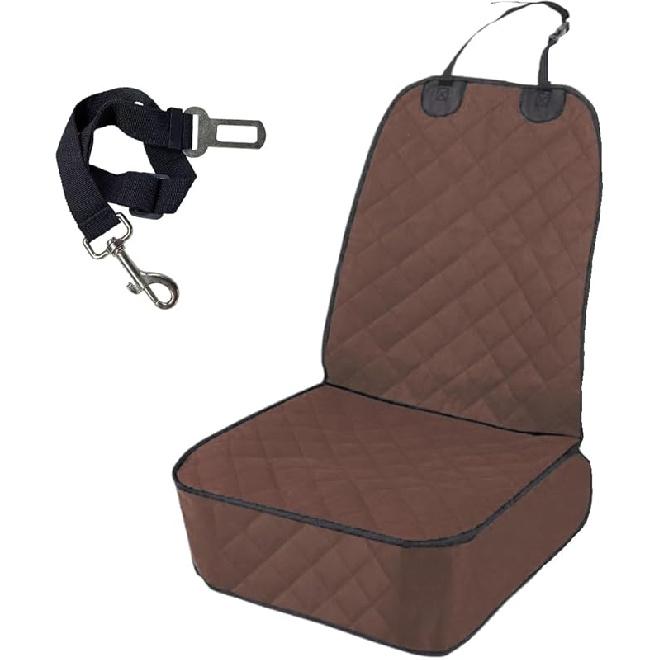 Dog Car Seat Cover, Waterproof & Scratch Proof Car Seat Protector With Side Flaps, Nonslip Front Car Seat Covers With Safety Belt, Universal Dog Mat