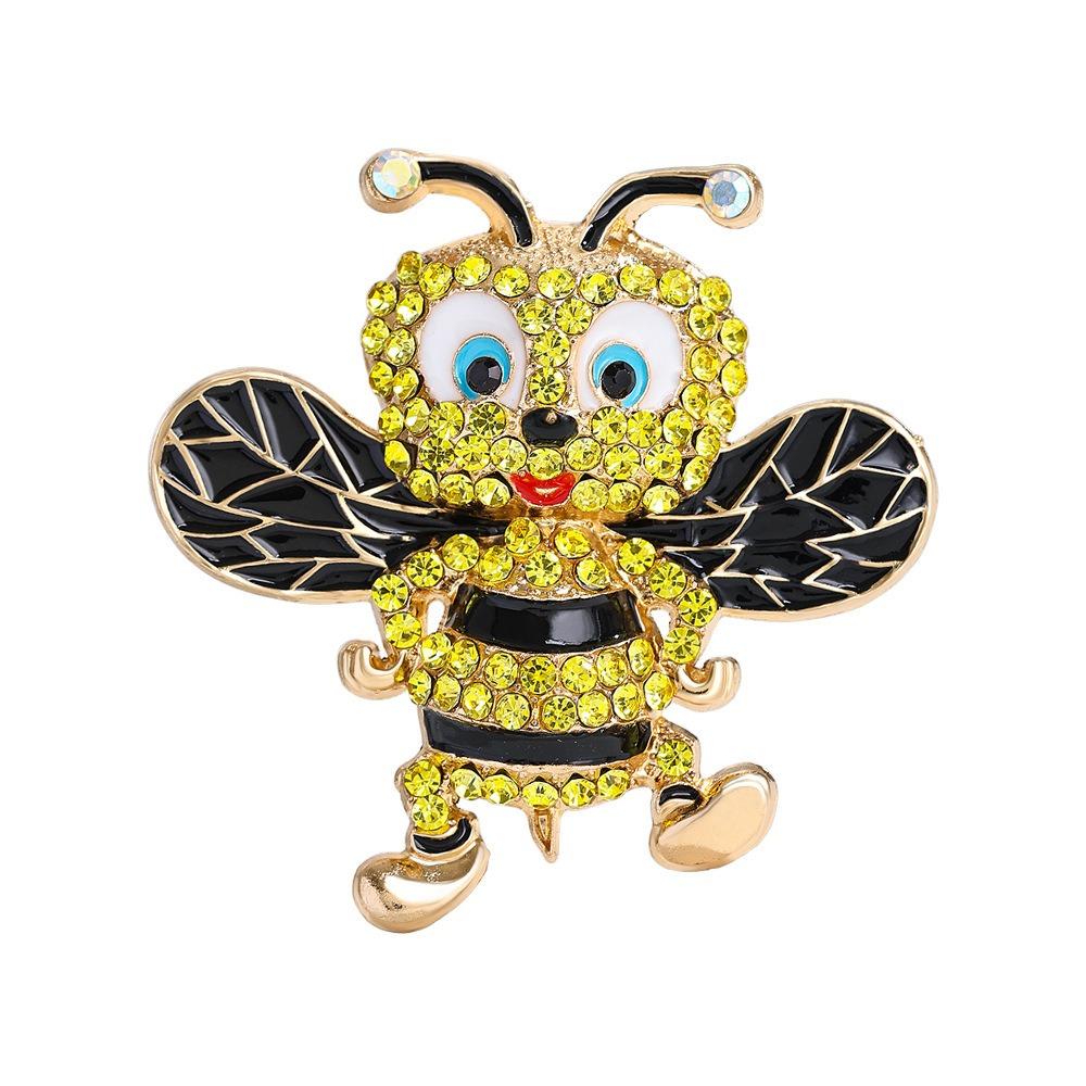 Lovely Rhinestones Bee Brooches Sparkling Vintage Enamel Brooch Pins Beautiful Metal Insects Brooches Lady Accessories