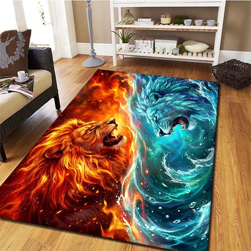 Flame Animal Blue Red Pattern Square Carpet,Area Rug,Carpet Rug for Living Room Bedroom Sofa Playroom Decor,Non-slip Floor Mat,Holiday Birthday Gifts