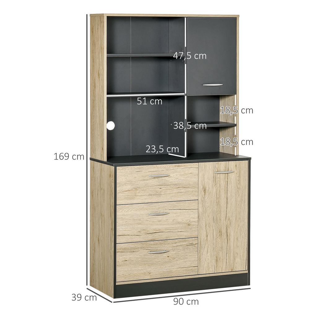 Meuble de cuisine multifonction en bois autoportant, rangement, organisateur pour micro-ondes, armoire avec portes et tiroirs, meubles de salle à manger