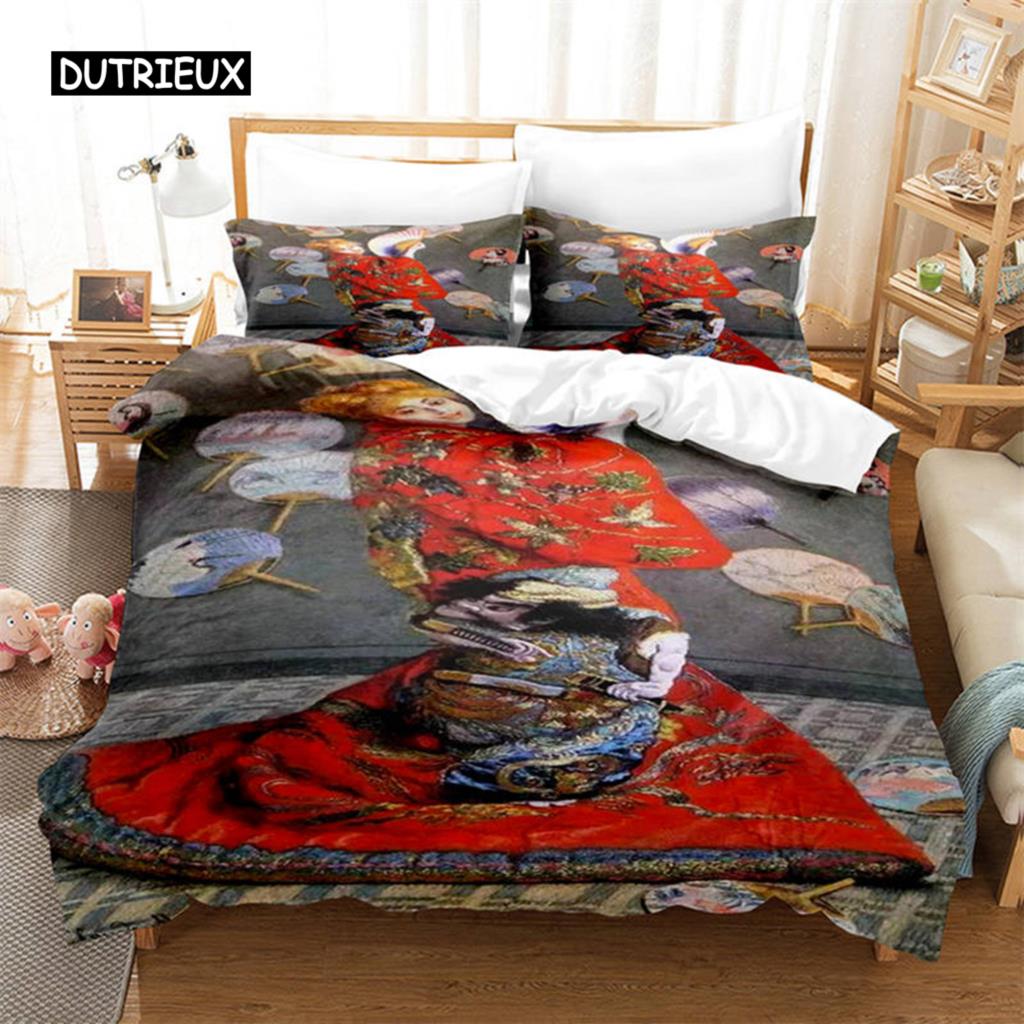 3D Artistic Bedding Set King Monet Van Gogh Style Sky Oil Painting Pattern Printed Duvet Cover With Pillowcases Hot Sale 2/3PCS