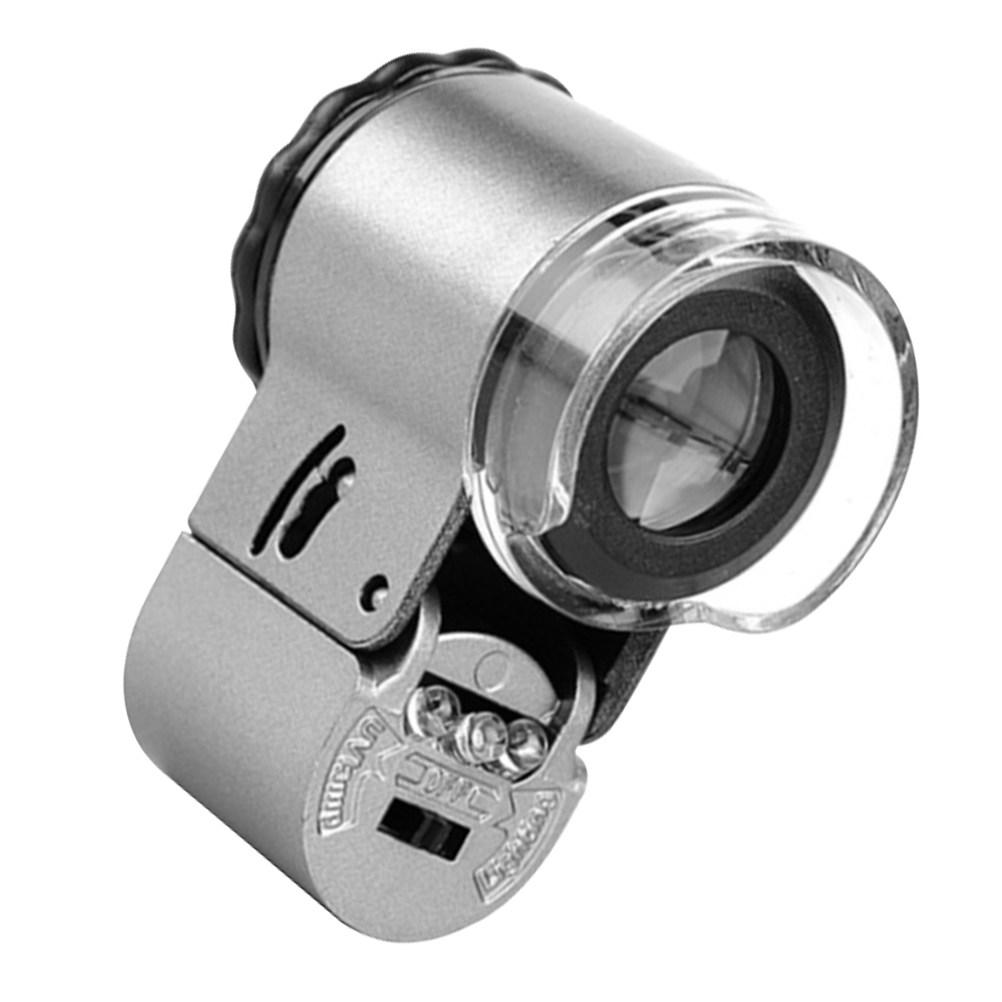 50x Handheld Magnifying Glass Mini Pocket Microscope Loupe With Led Uv Light Jeweler Magnifier For Currency Detection