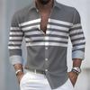Spring/Autumn New Arrival Men's Striped Long-Sleeve Shirt - European and American Style Casual Lapel Slim Fit