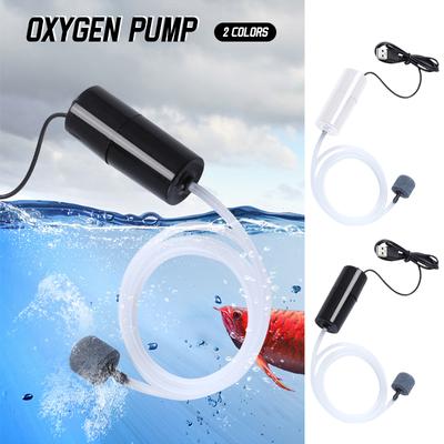Tyst Syresättare Liten Syrepump Bärbar Mini USB-laddning Akvarium Syrepump Fiskodling Akvarietillbehör Svart Vit