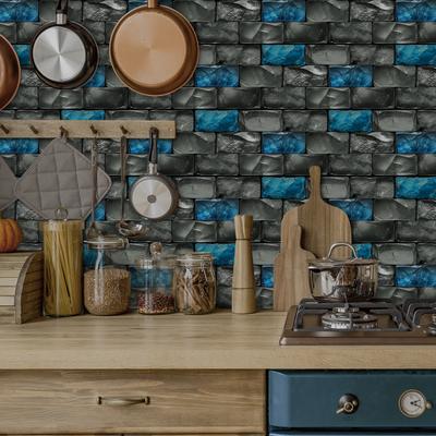 Retro Amerikanische Kristall Selbstklebende Tapete, Schlafzimmer Selbstklebendes PVC Küche Wasserdicht Wandaufkleber Fliesenaufkleber