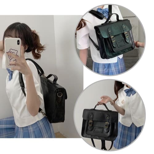 Satchel Bag, Cosplay Handbag, Casual, Large Capacity, PU Leather, Popular, Cute, College Retro Style, Lightweight, Double-Shoulder, Waterproof, Unisex