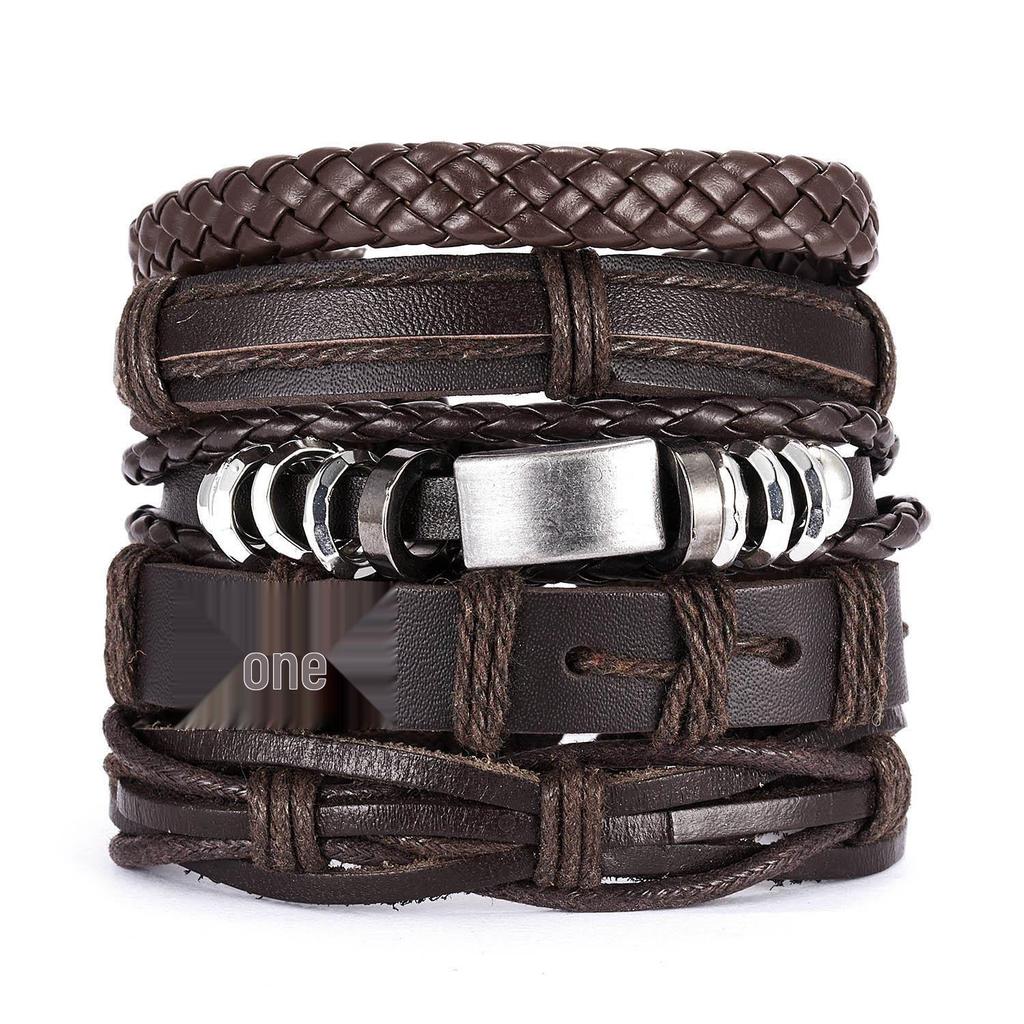Vintage Turquoise Crystal Floral Triple-Layer Leather Bracelet