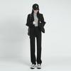 Women's Black High-Waist Wide-Leg Jeans, Spring 2024 - Loose, Slim Fit, Casual Straight-Leg Style