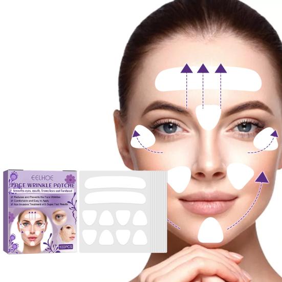 100 ks/krabice Nálepka proti vráskám Dobrý efekt Víceúčelová Účinná Měkká Lehká Vylepšení nasolabiálních záhybů Náplast na obličej z netkané textilie proti vráskám