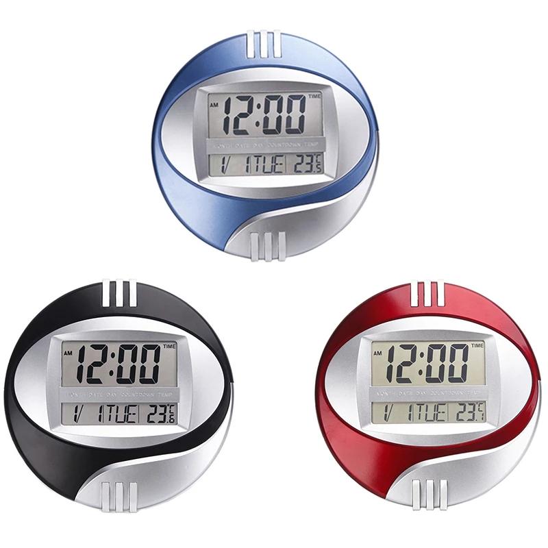 ELEG-Affichage de la température Horloge Murale Électronique Numérique LCD Moderne Calendrier LED Support Montre Silencieux pour Décoration de Maison Bureau
