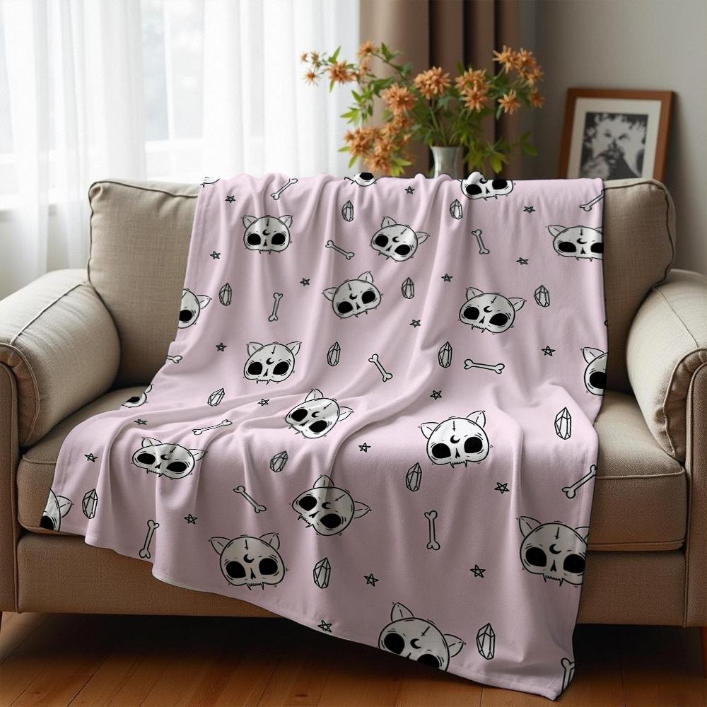 Pink Cartoon Cotton Candy Anime Cartoon Flannel Blanket Soft Warm Throw for Bedroom Sofa Car Kids Holiday Gift