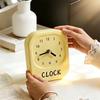 Cream Square Pendulum Clock Ornament Modern Desktop Clock Home Decor Silent Clock Student Bedroom Decoration Gift for Friends