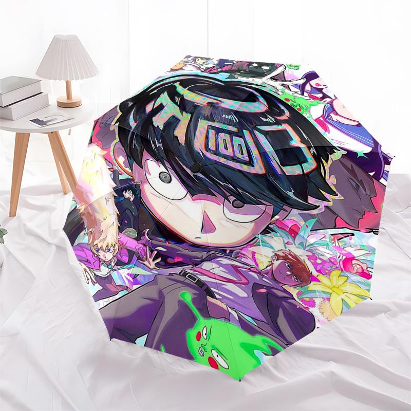 1pc Demon Slayer Tanjiro Kamado Automatic Folding Outdoor Umbrella - Portable 3-Fold Design with 8-Rib Iron Frame for Outdoor Use, Perfect Gift f