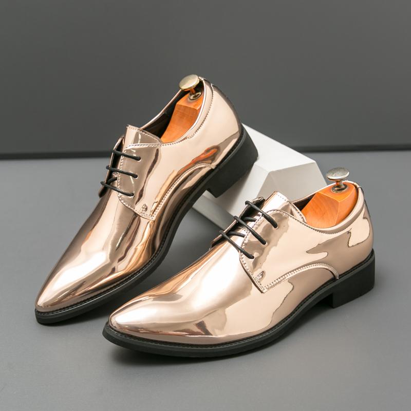 

Fashion New Men Business Formal Shoes Casual Lace-up Business Office Fashion Leather Shoes Designer Banquet Leather Shoes Men Size 38-46 38 золотой