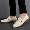 Mode Äkta Läder Herr Casual Skor Lyxmärke 2024 Herr Loafers Mockasiner Andningsbara Slip-on Svarta Körskor Plus Storlek 38-46
