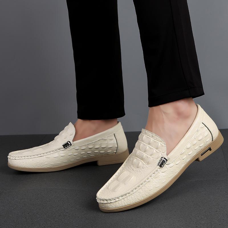 Mode Äkta Läder Herr Casual Skor Lyxmärke 2024 Herr Loafers Mockasiner Andningsbara Slip-on Svarta Körskor Plus Storlek 38-46