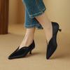 Fashion 2024 Spring New Split Leather Women Shoes LEISURE Women Slip-On Pumps High Heels Pointed Toe Heels Shoes Office Ladies Shoes