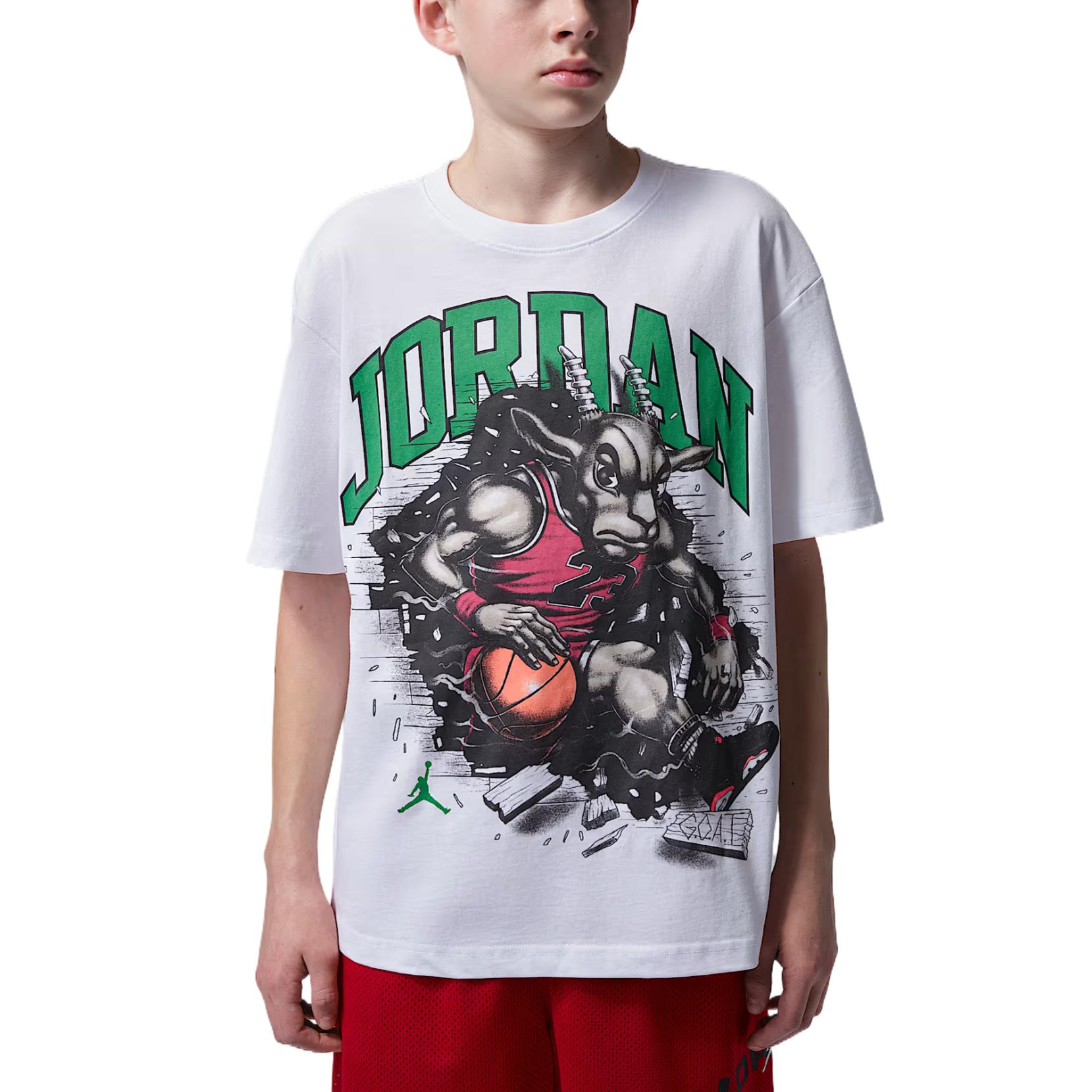 

Детская футболка Jordan The Goat с круглым вырезом, 100% хлопок, пуловер, топы для детей IW8508-100 S