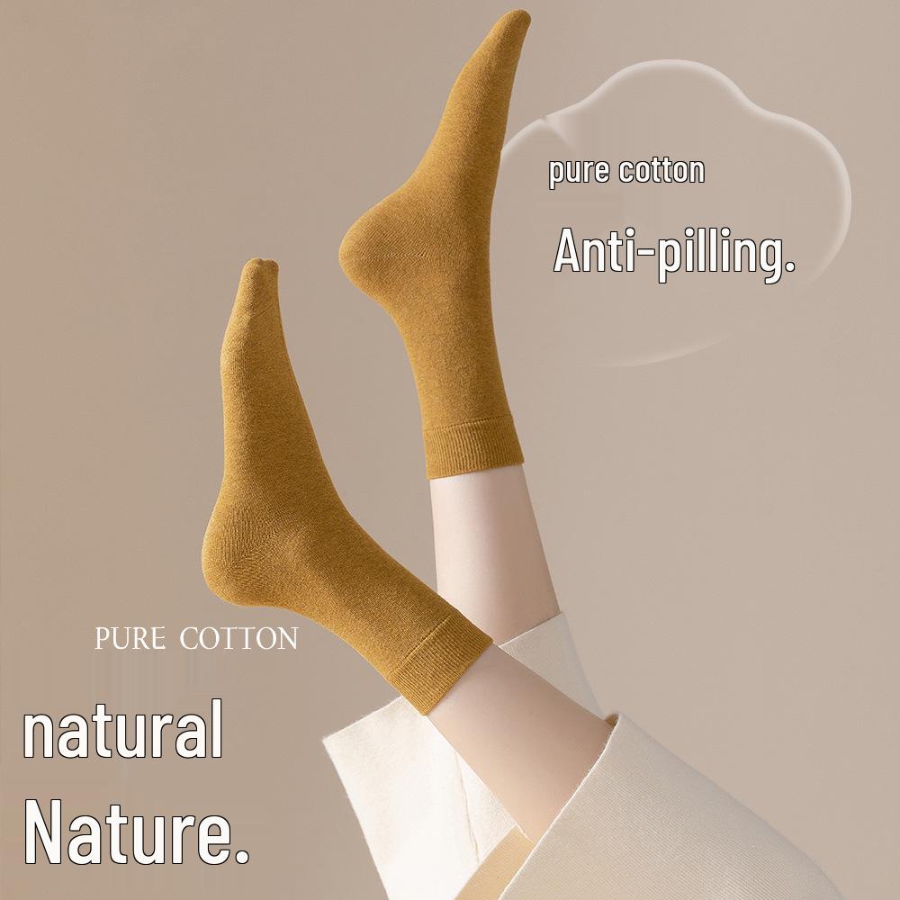 Damskie skarpety bawełniane do połowy łydki 2025 - Odprowadzające pot, oddychające, antybakteryjne i ciepłe na jesień/zimę.