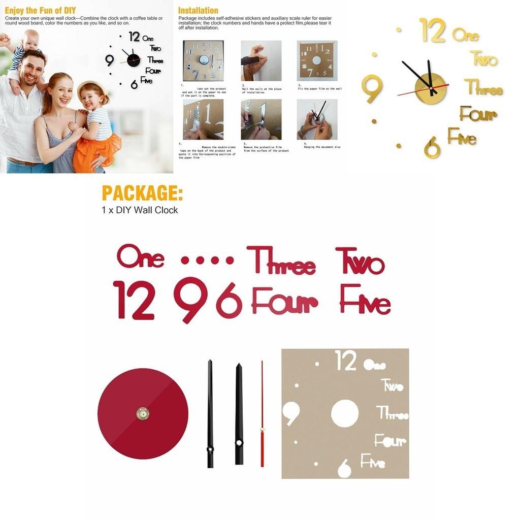 Elegant Large Wall Clock With 3d Stickers And Roman Numerals For Home Decor