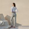 2024 Spring Women's Crisscross Yoga Top - Sexy Long Sleeve Solid Color Fitness T-Shirt