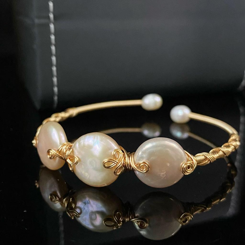 Natural Freshwater Pearl Bracelet Three Pearl Winding Hand Inlaid Bracelet
