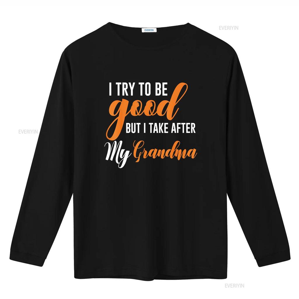 I Try To Be Good But Take After My Grandma Kids Boys Girls T Shirt Vintage Washed Designer Clothes Fashion Slightly Homme