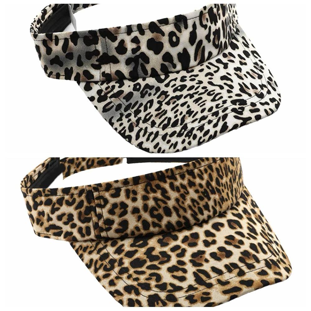 Empty Top Leopard Print Sun Hat Anti-UV Women Sunshade Hat Adjustable Sun Protection Hat  Ladies