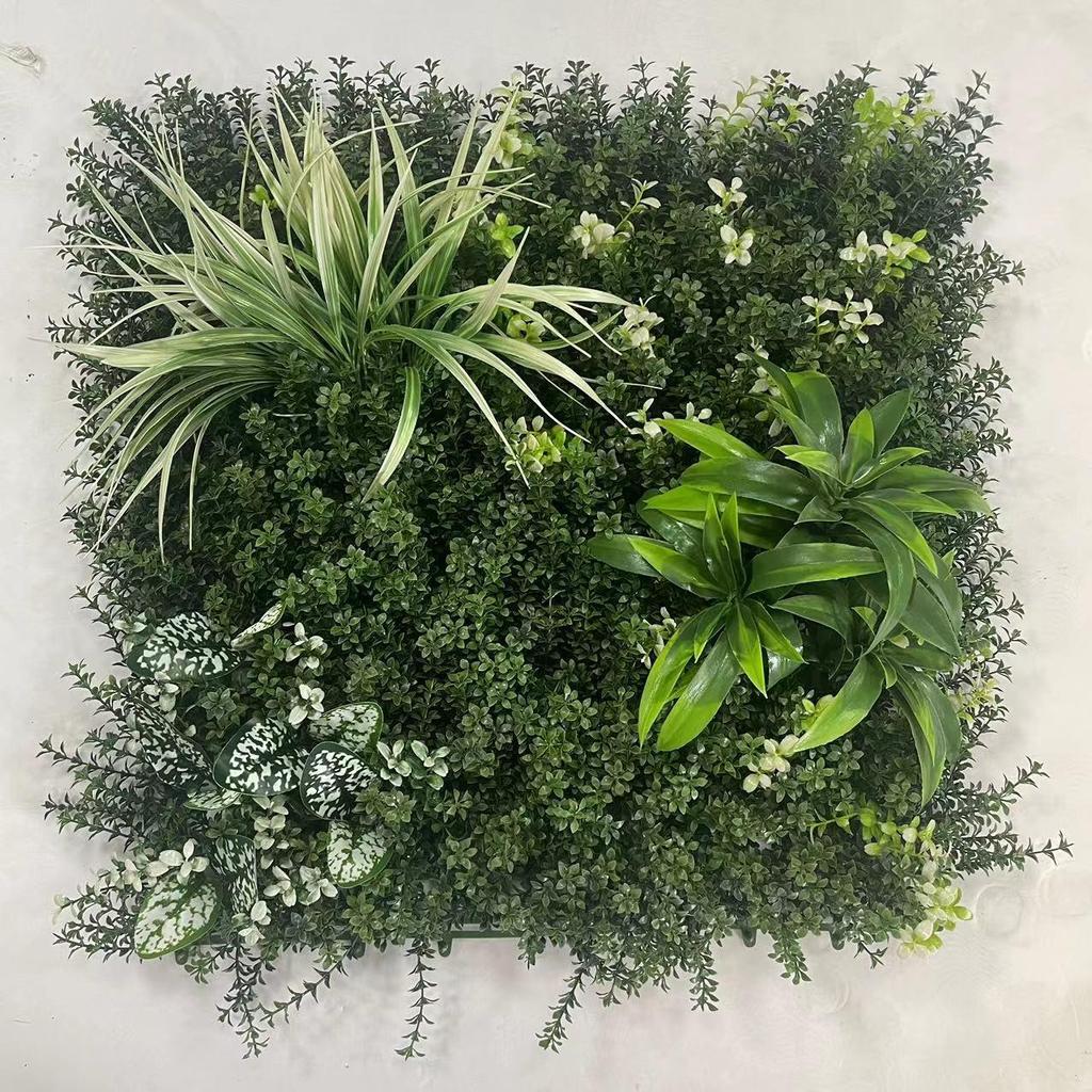 50×50cm Artificial Green Plant Wall - Plastic Vertical Garden, Fake Flower Wall, Synthetic Turf Background
