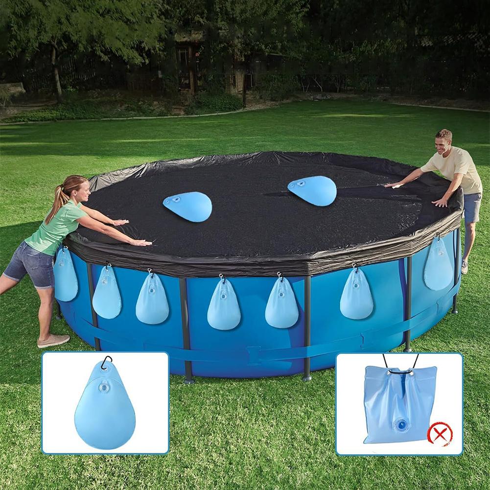 8 Pack Pool Cover Weights with Hooks Heavy Duty Weights Water Bag Leakproof Thick PVC for Winter Pool Cover Hot Tub Weight Bags