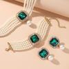 European Luxury Multi-Layer Faux Pearl & Crystal Jewelry Set – Necklace, Earrings, Bracelet - Colorful, Fashionable, and Exquisite Accessories