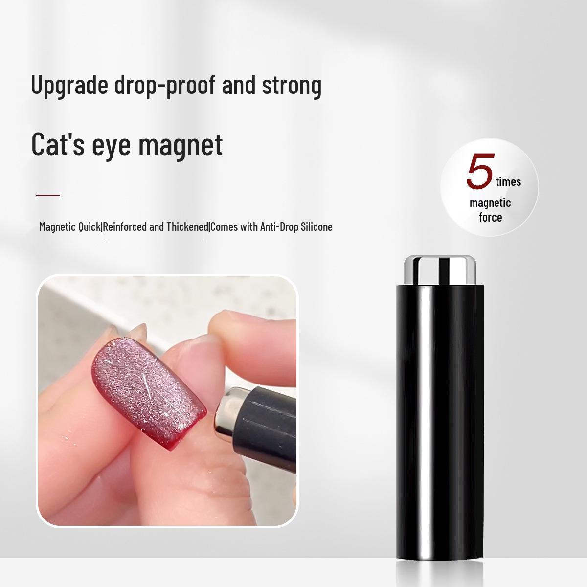 Enhanced Magnetic Cat Eye Nail Art Tool with Black Silicone Case - Drop-Proof, Wide Light Suction.