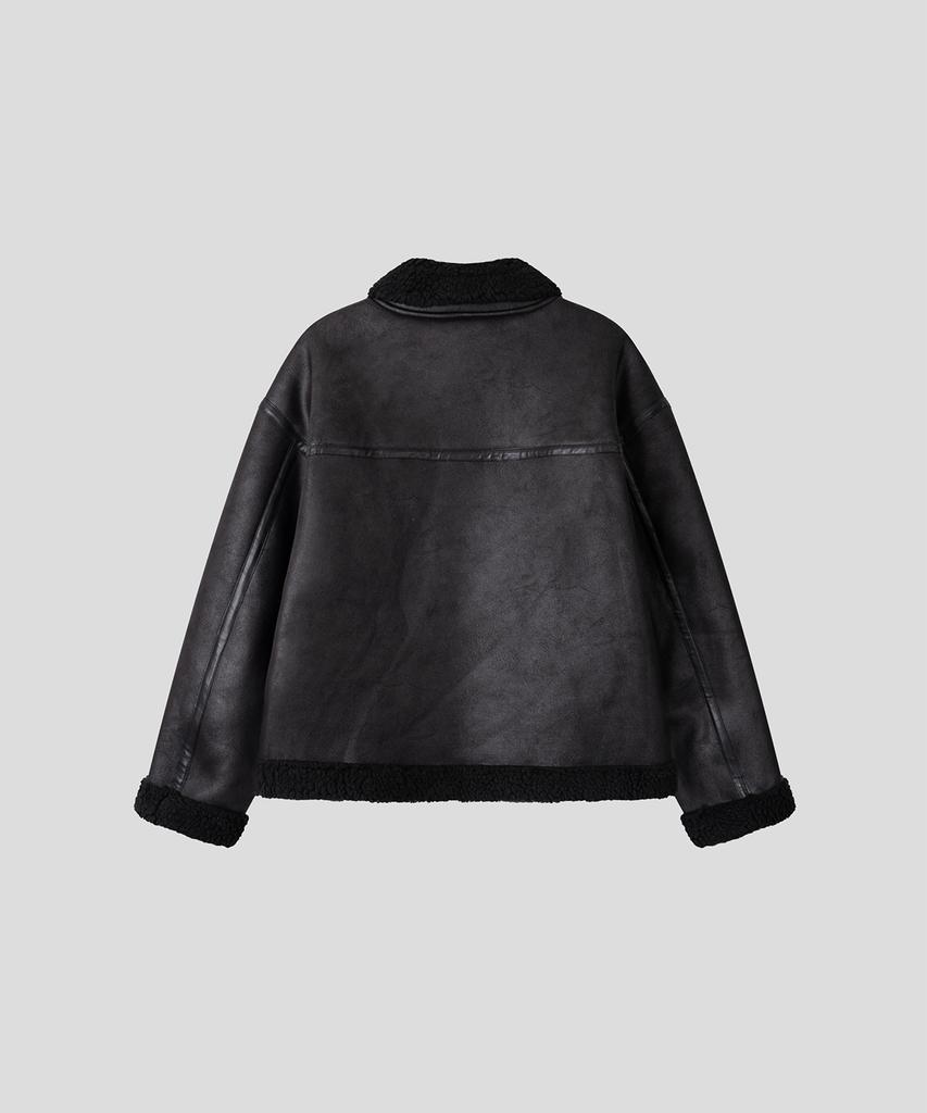 Black Moment Contrast Shearling Panel Mustang [Black]