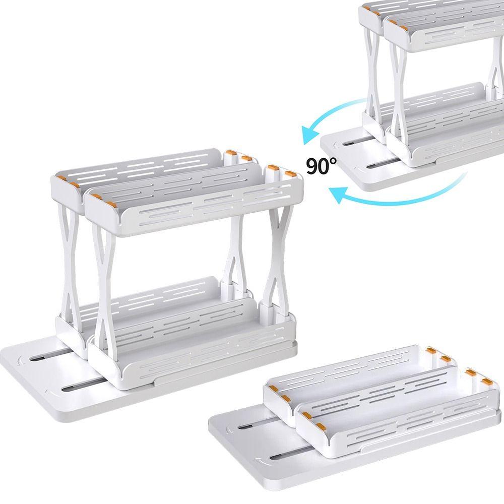 

1/2 Tier Rotating Spice Rack Pull Out Rotating Cabinet Shelf Sliding Spice Holder Seasoning 1 Tier