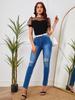 Summer New Women's Mesh Dot Patchwork Solid Color Crew Neck Comfortable Casual Slim Fit Short Sleeve T-Shirt