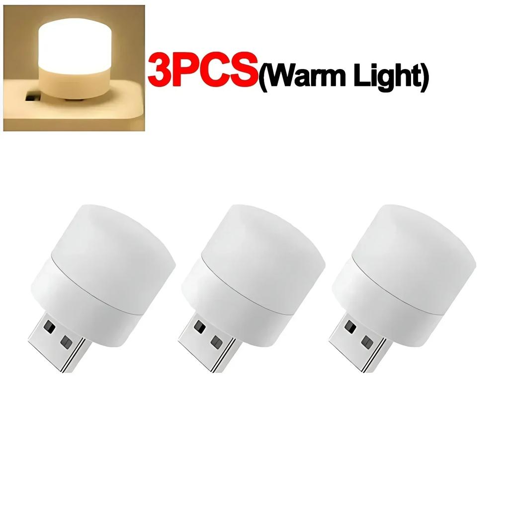 1-20Pcs Mini USB Night Light Warm White Eye Protection Book Reading Light USB Plug Computer Mobile Power Charging LED Night Lamp