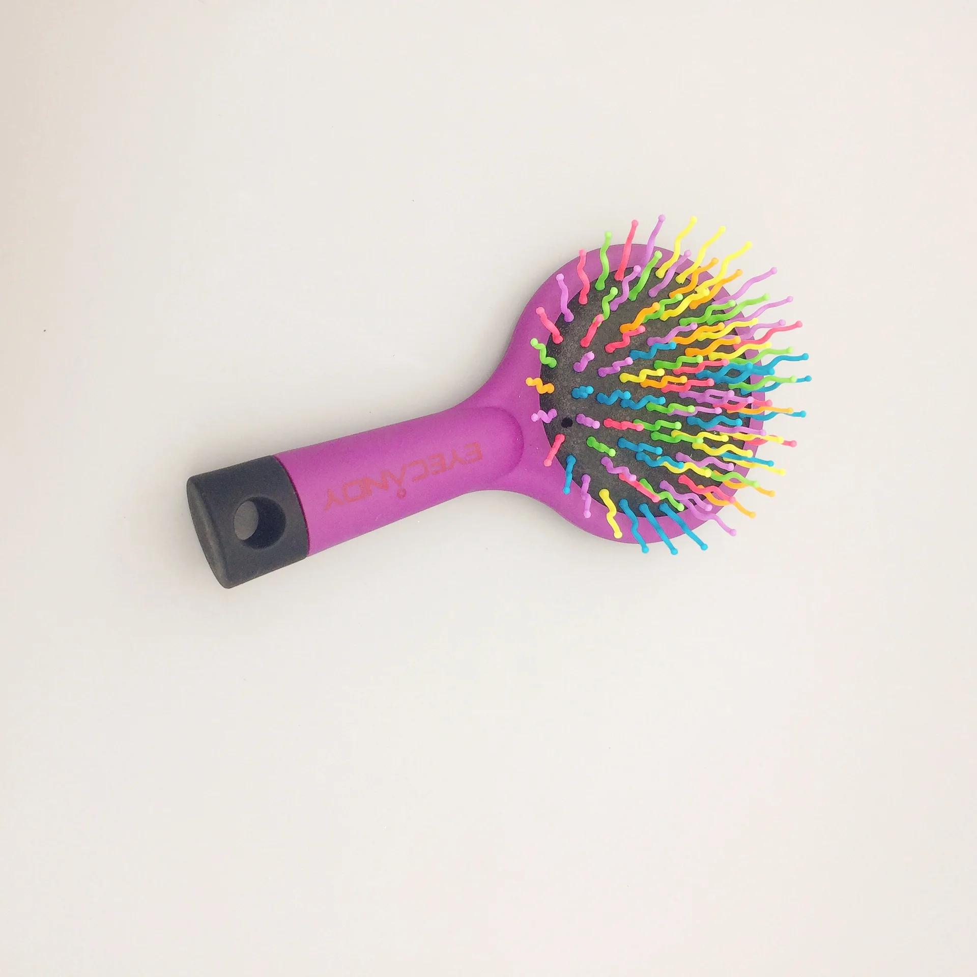 Hair Comb Professional Rainbow Comb Rainbow Volume Anti-static Magic Hair Curl Straight Massage Comb Brush Mirror Styling Tools фиолетовый