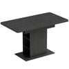 Extendable Dining Table for 4-6 People, 110-130cm Kitchen Table with 6 Open Shelves, Black