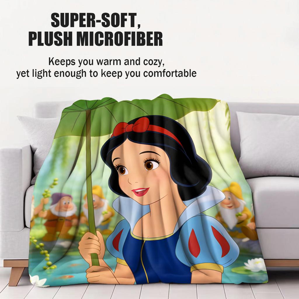 Snow White and the Seven Dwarfs in the Lotus Pond Wonderland Print Blanket Suitable for Sofa Bed Travel Camping Office