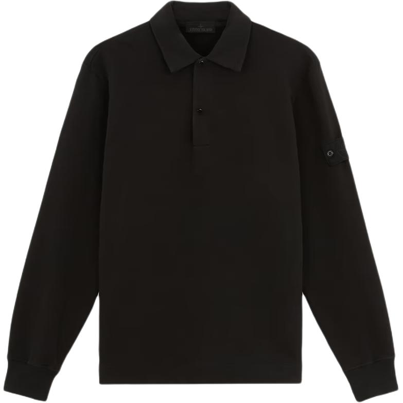 

Stone Island Solid Color Button Straight Fit Long Sleeve Polo Shirt Men tops Black 8115649F7-V0029 S
