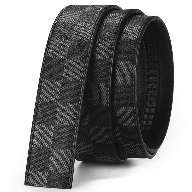 Headless Men's 3.5cm Leather Belt Strap with Automatic Buckle-Free Design