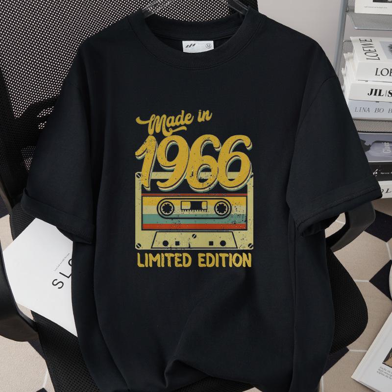HighQuality Cotton TShirt for Unisex 1966 60th Birthday Unisex Loose Oversized Clothing O Neck Short Sleeve Tees Streetwear Top