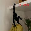 M-Moderne-2 Pièces Crochet Mural Métallique pour Porte de Cuisine Porte-Clés Queue de Chat Forme de Singe Support Décoratif Noir Étagère de Rangement pour Vêtements H Sans Couture