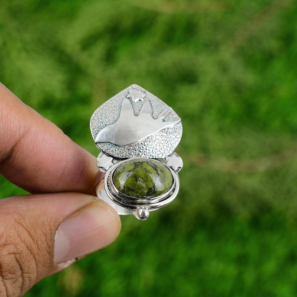 Gift For Her Natural Gogunjula Stackable Bird Adjustable Ring 925 Silver