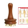 Wooden Massage Comb Copper Head Multifunctional Pocket Gua Sha Brush Manual for Gift Women